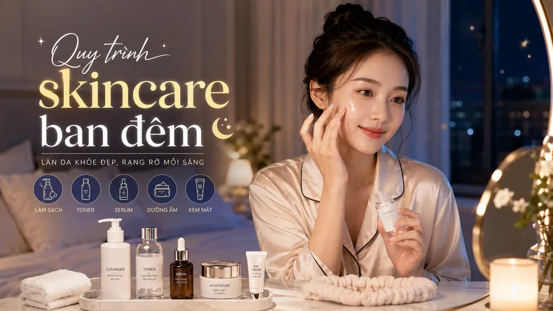 Quy trình skincare ban đêm giúp loại bỏ bụi bẩn, dầu thừa và mỹ phẩm, đồng thời tạo điều kiện để làn da duy trì độ ẩm và phục hồi tốt hơn.